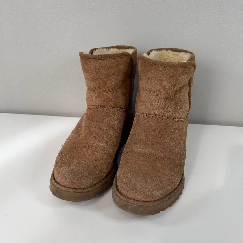 UGG Amie Boots‎ Womens 6 Chestnut Good Suede Shearling Mid Calf 1012497